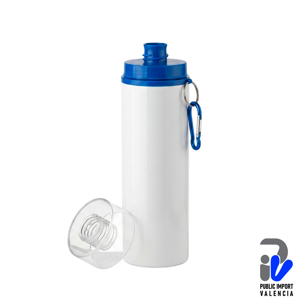 Cooler Aluminio Blanco Tapa Transparente Rosca Azul 850ml Tinec - Imagen 2