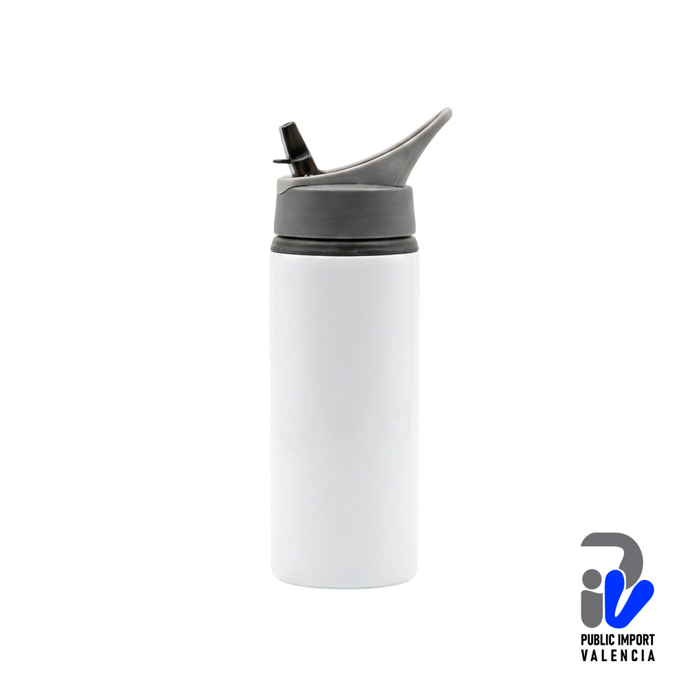 Cooler Blanco Deportivo de Aluminio Tapa y Asa Gris 650ml Tinec - Imagen 2