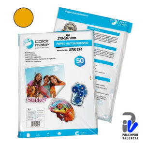 Papel Fotográfico Autoadhesivo Dorado Metálico 50 Hojas 135 GR Color Make