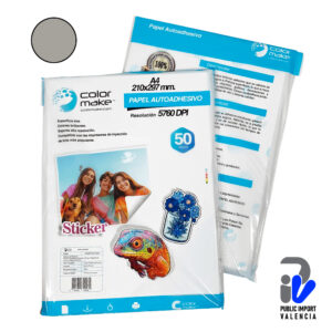 Papel Fotográfico Autoadhesivo Plateado Metálico 50 Hojas 135 GR Color Make