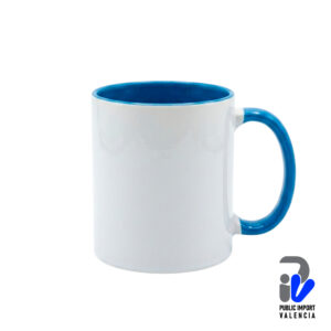 Taza Blanca 11 Onzas AAA Asa y Fondo Azul Sublimable