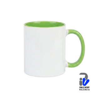 Taza Blanca 11 Onzas AAA Asa y Fondo Verde Sublimable