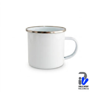 Taza Blanca de Peltre 10 Onzas Borde Plateado Sublimable Quality