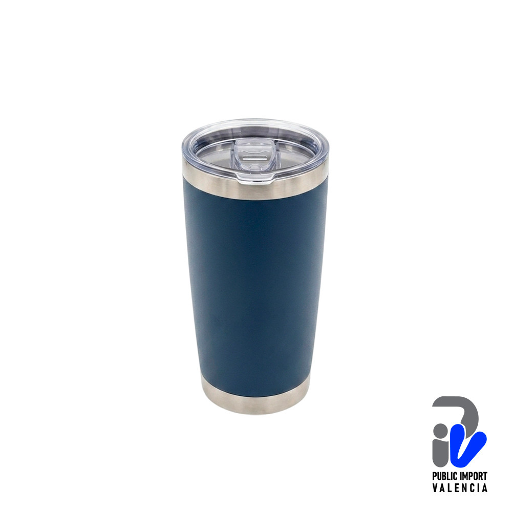 Vaso Azul Navy (Azul Marino) Aro Plateado 20 Oz Color Make