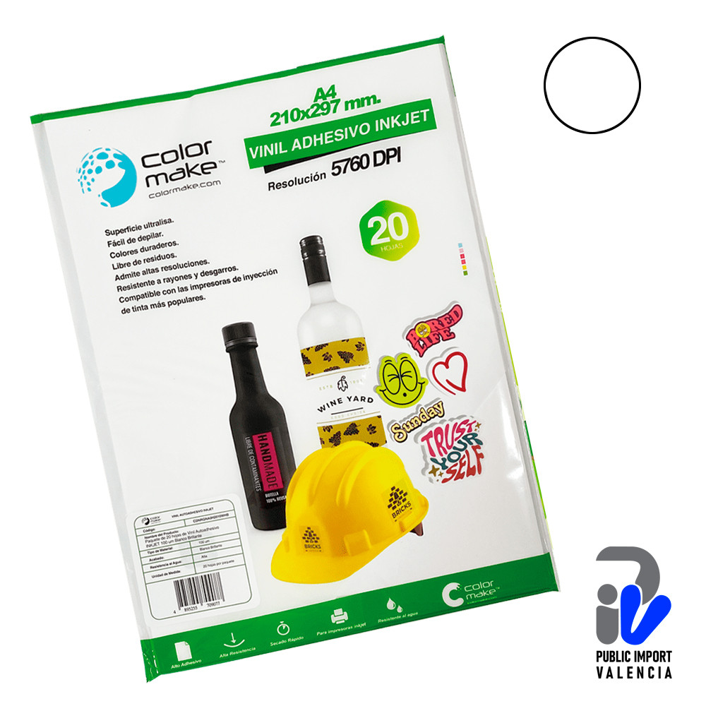 Vinil Autoadhesivo Blanco Mate Inject 100 UM 20 Hojas Color Make