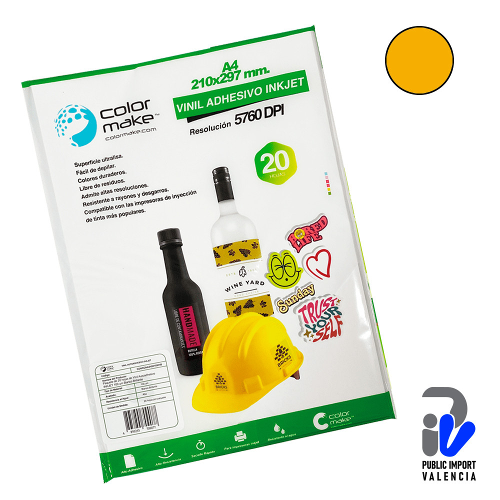 Vinil Autoadhesivo Dorado Brillante Inject 80 UM 20 Hojas Color Make