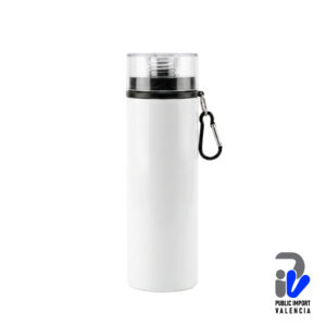 Cooler Blanco Deportivo de Aluminio Tapa Negra Rosca Transparente 850ml Tinec